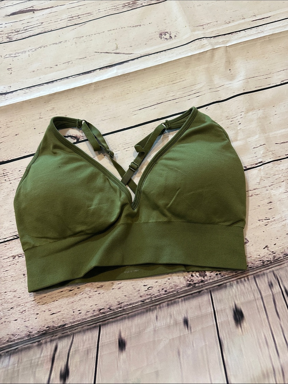 NVGTN Olive Green Seamless V-Neck Sports Bralette
